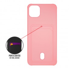 Capa para iPhone 13 Mini - Emborrachada Case Card Push Salmão